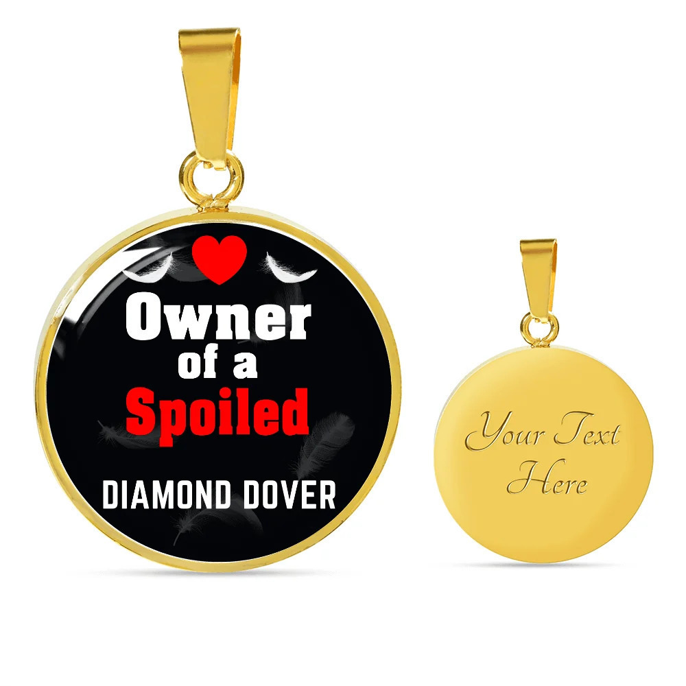 Diamond Dover Bird Owner Personalized Engraved Gold Circle Necklace Custom Name